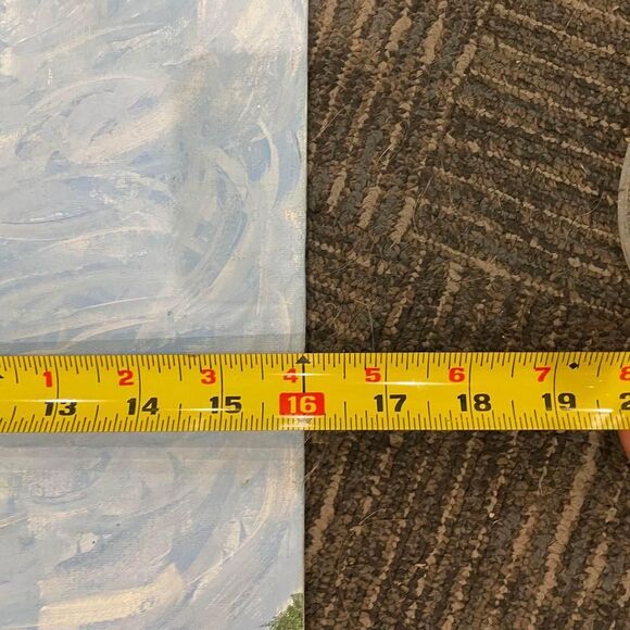 Original Hand Painted Painting Creek River Sun Trees Nature Sky 20x16 - HN - Picture 3 of 3